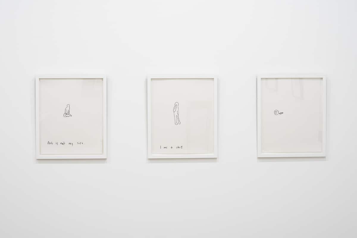 Anniversary exhibition 10 years later viewing room framed drawing