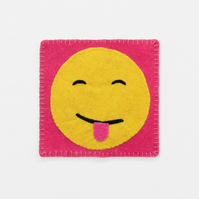 Kablusiak | Emoji Wall-hanging: Christopher | 2023 | 6 x 6 in. | felt + embroidery floss