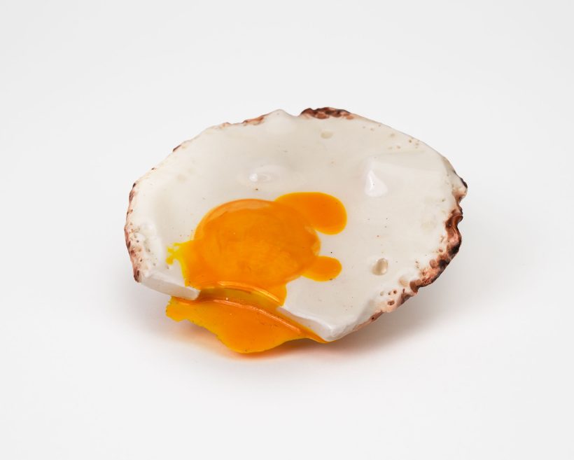 Erica Eyres | Fried Egg | 2023 | life size | glazed stoneware